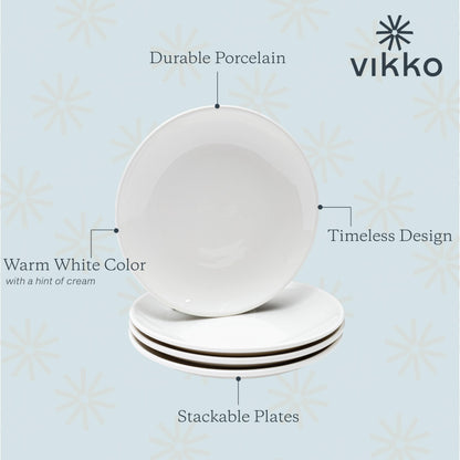 Vikko Ceramic Dinner Plates – Stackable White Plates