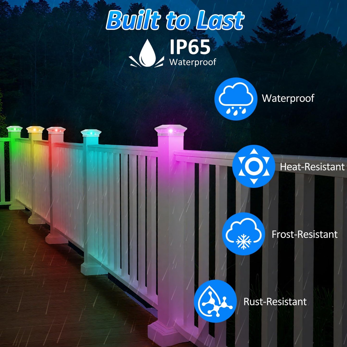 T-SUN Solar Post Cap Lights, 6 Pack – Warm & Cool White, Waterproof, Fits 4x4/5x5/6x6 Posts