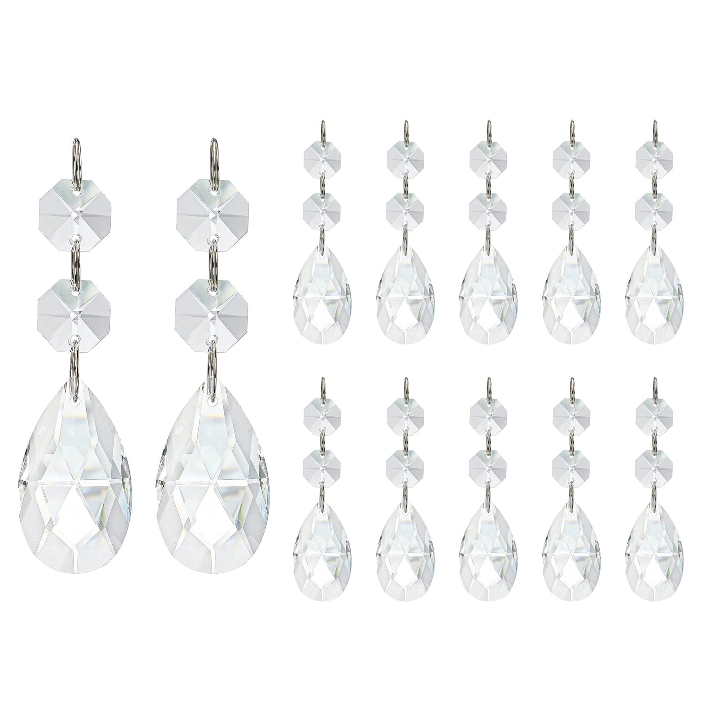 20pcs 38mm Suncatcher Teardrop Chandelier Prisms Crystal Pendants,Colorful Teardrop Crystals for Chandeliers,Glass Prisms Sun Catcher for Chandeliers with Hooks