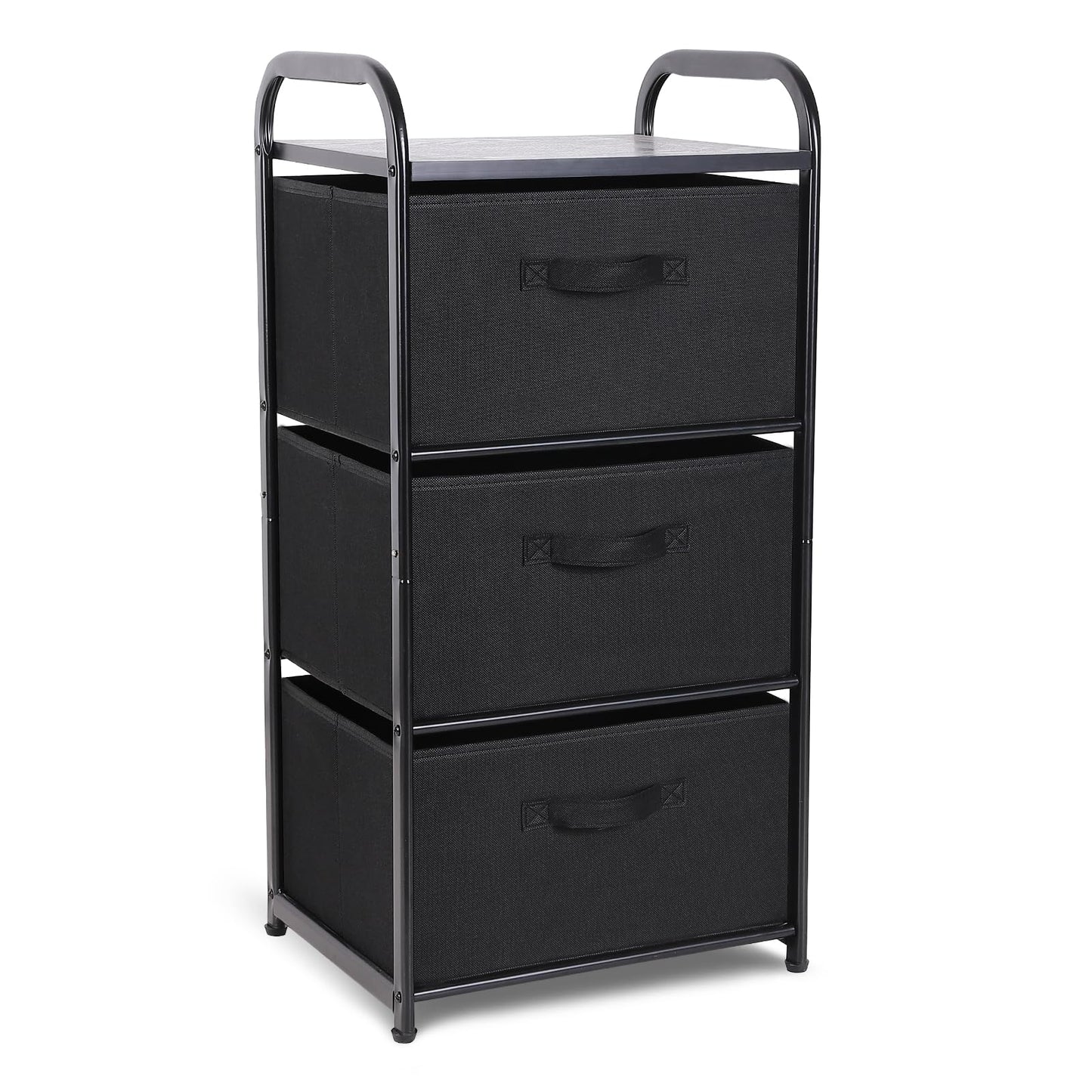 MAX Houser Dresser Storage with 3 Drawers, Fabric Dresser Tower, Vertical Storage Unit for Bedroom, Closet, Office, Black