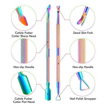 Cuticle Trimmer & Pusher – Professional Stainless Steel Manicure/Pedicure Tool for Nails