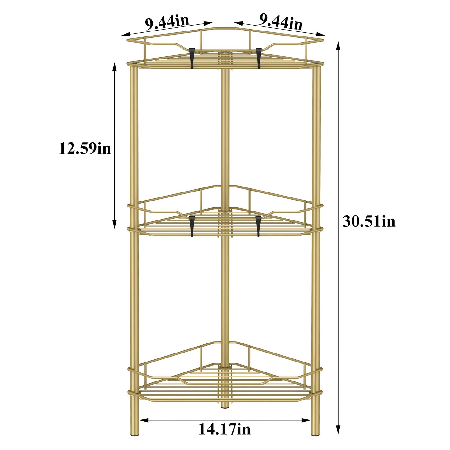 4 Tier Floor Standing Corner Shower Caddy Organizer Shelf with Hooks