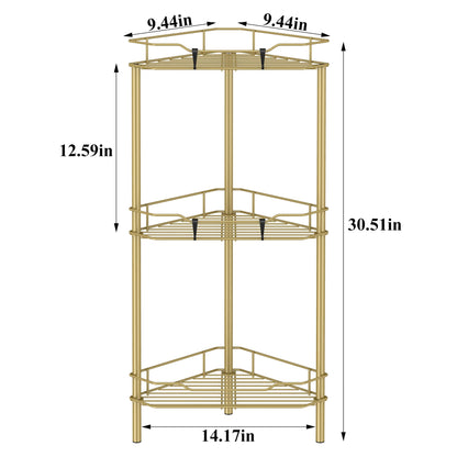 4 Tier Floor Standing Corner Shower Caddy Organizer Shelf with Hooks
