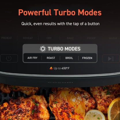 COSORI 6-Qt Air Fryer TurboBlaze – 9-in-1 Compact Oven, 90–450°F, Fast Turbo Mode, Grey, Low Oil Cooking, Roast, Bake, Reheat