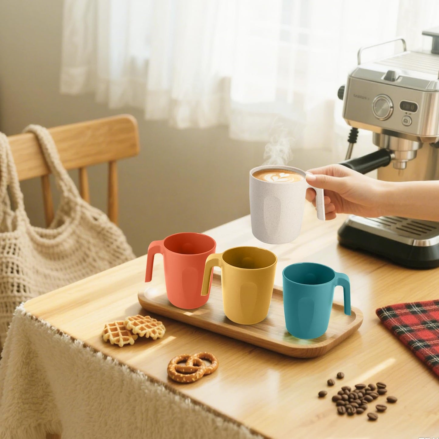 Homienly Wheat Straw Cups – Reusable, Unbreakable, Tumblers, Stackable & Dishwasher Safe
