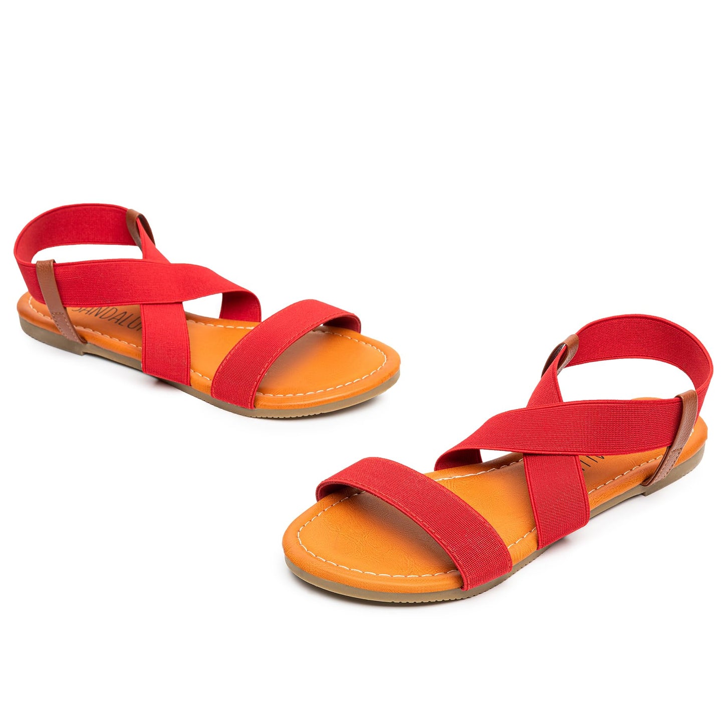 SANDALUP Elastic Ankle Strap Flat Sandals for Women