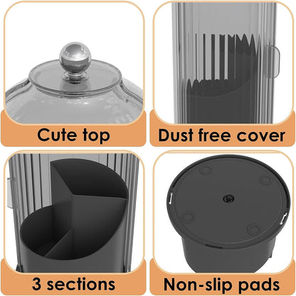 Multi-Use Bathroom Caddy, Dustproof Rotating Organizer with Cover