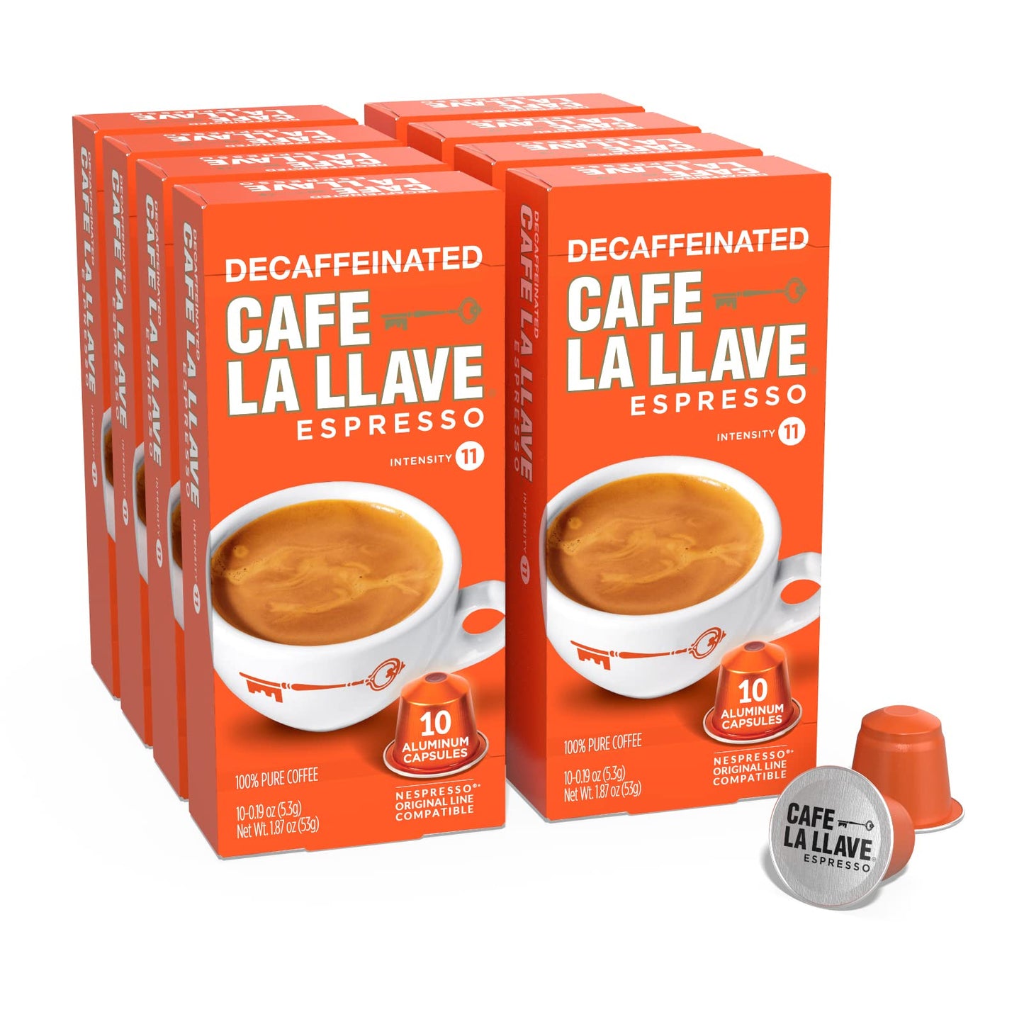 Cafe La Llave Espresso Pods: 40 Recyclable Aluminum Pods, Intensity 11 Dark Roast Latin-Style Coffee, Compatible with Nespresso Original Line Machines - Bold, Rich Flavor