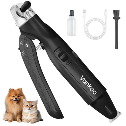 2-in-1 Dog & Cat Nail Clippers with LED Light, Rechargeable Pet Hair Trimmer, Waterproof Grooming Tool