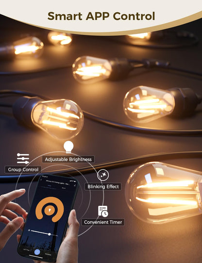 Smart Outdoor LED String Lights – App & Alexa Control, Waterproof