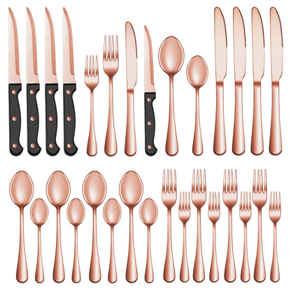 24-Piece Silverware Set with Steak Knives – Stainless Steel Flatware for 4