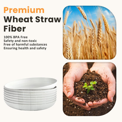 Homienly Wheat Straw Dinner Plates – Unbreakable set of 8