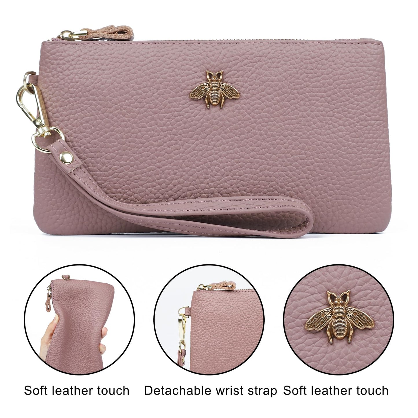 imeetu Women's Wristlet Clutch Purse Leather Cell Phone Wallet Handbag with Wrist Strap