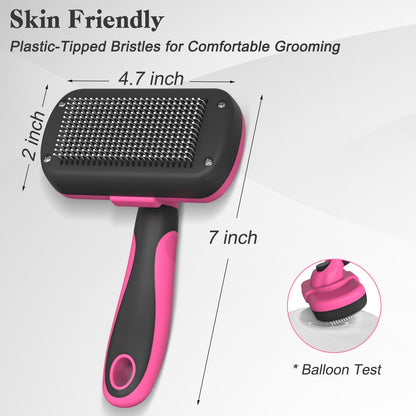 Swihauk Self Cleaning Slicker Brush - Skin Friendly for Dogs & Cats, Deshedding Grooming Tool for Shedding Hair, Puppy Brush for Haired Pets