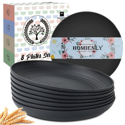 Homienly Wheat Straw Dinner Plates – Unbreakable set of 8