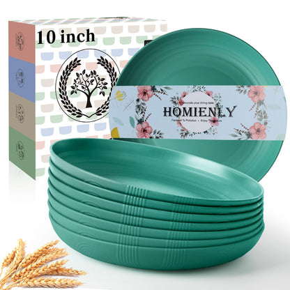 Homienly Wheat Straw Dinner Plates – Unbreakable set of 8