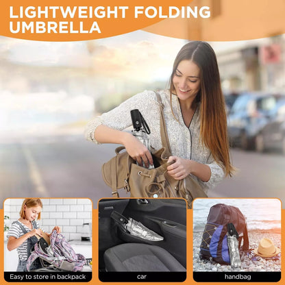 UPF 50+ UV Protection Umbrella – Windproof, Titanium-Coated, Compact, Automatic Open/Close