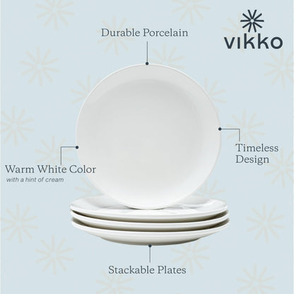 Vikko Ceramic Dinner Plates – Stackable White Plates