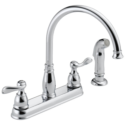 Windemere Chrome Kitchen Faucet with Side Sprayer, Traditional 4 Hole Kitchen Sink Faucet, Two-Handle, 21996LF