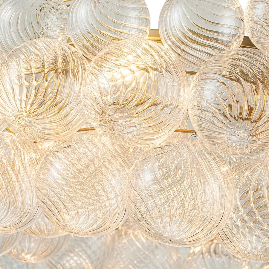 Gold Bubble Chandelier 4-Tier Round Clear Glass Globe Chandeliers 8 Lights 24Inch Dia Blown Glass Pendant Chandelier Light Fixture for Dining Room Bedroom Living Room