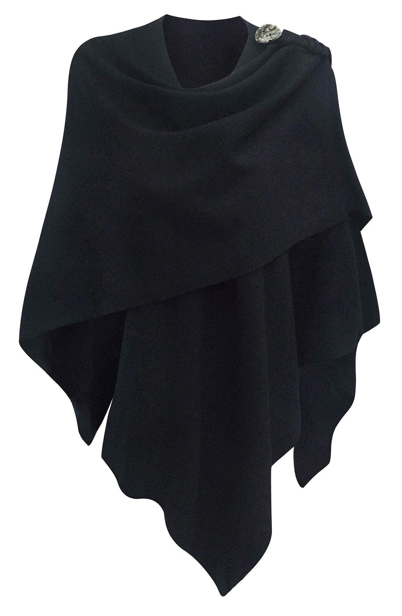 PULI Femmes Grand Poncho Croisé Sur Le Devant Pull Enveloppant Topper Tricoté Élégant Châles Cape pour l'Automne Hiver