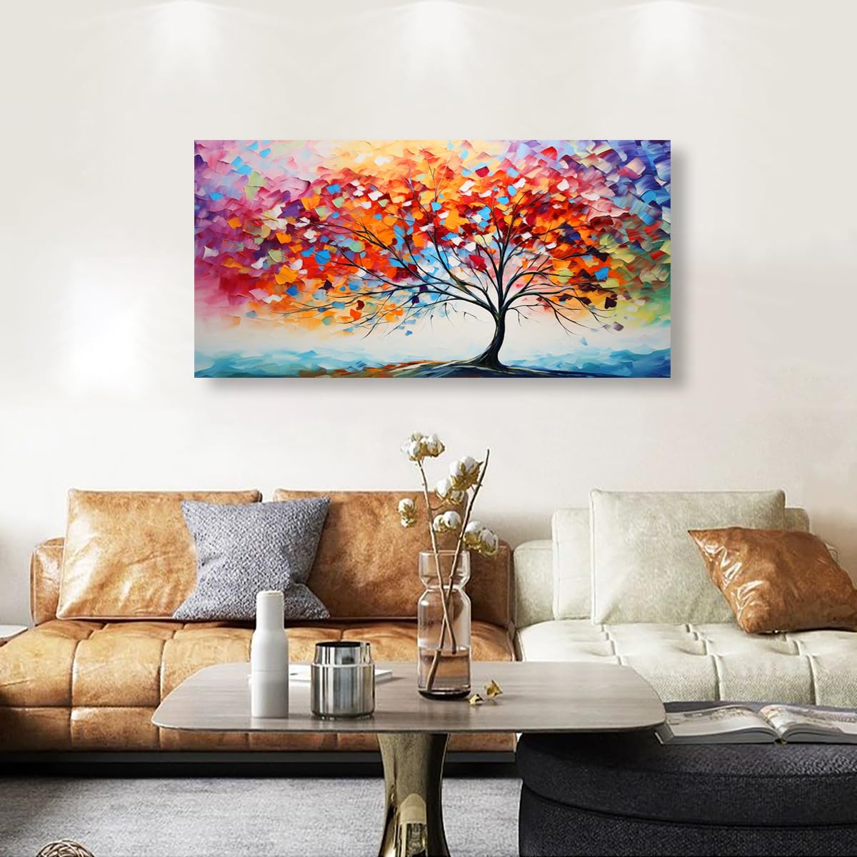 Golden Lotus Pictures Canvas Wall Art for Living room Office Bedroom Wall Decor,Flowers Wall Art Print Paintings Modern Abstract Oil Painting Artwork Waterproof Ready to Hang-20x40inch