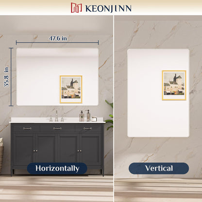 Keonjinn Black Mirror for Bathroom Sink, 24 x 30 Inch Sandblasted Finish Aluminum Wall Mirrors, Matte Black Rectangle Farmhouse Mirror with Shatterproof HD Tempered Glass, Anti-Rust Metal Frame