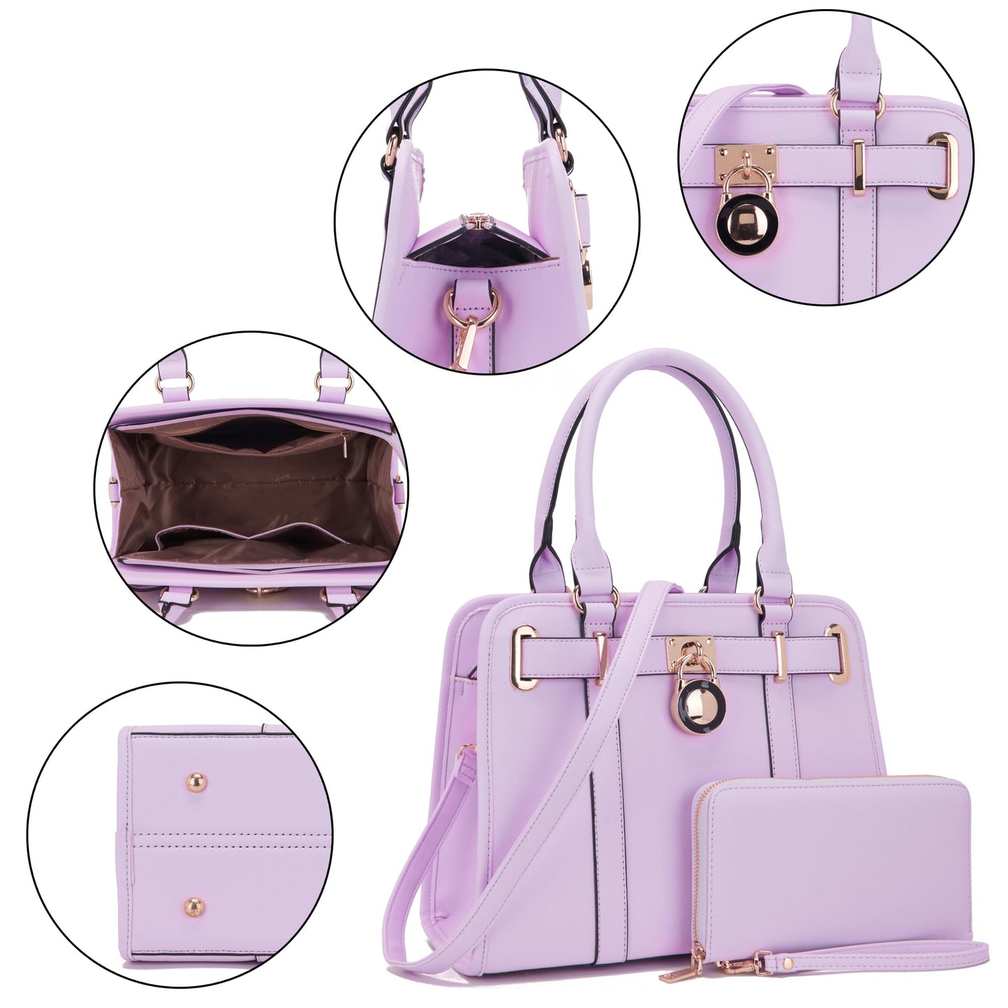 Handbags Sets For Women Shoulder Bags Top Handle Work Satchel Tote Purses Set With Matching Wallet 2pcs