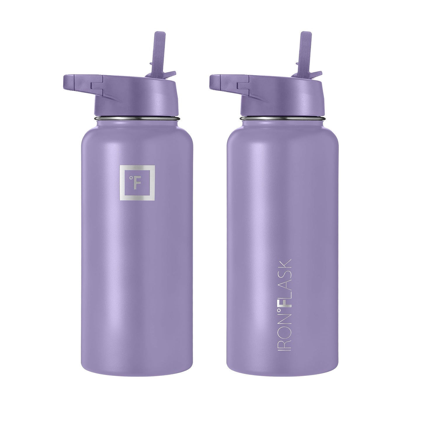 Bouteille d'hydratation de camping et de randonnée IRON °FLASK avec 3 couvercles - Bouteille d'eau en acier inoxydable, à double paroi et isolée sous vide - Anti-fuite et sans BPA (Dark Night, Straw - 32 oz) 