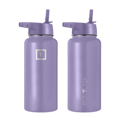 IRON °FLASK 32 oz Stainless Steel Water Bottle – Vacuum Insulated, Leak-Proof, BPA-Free, with 3 Lids (Straw Included)
