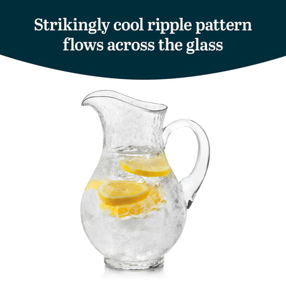 Acapulco Large Glass Pitcher Set of 2 – 89 oz, Clear Tall Bubble Design with Handle