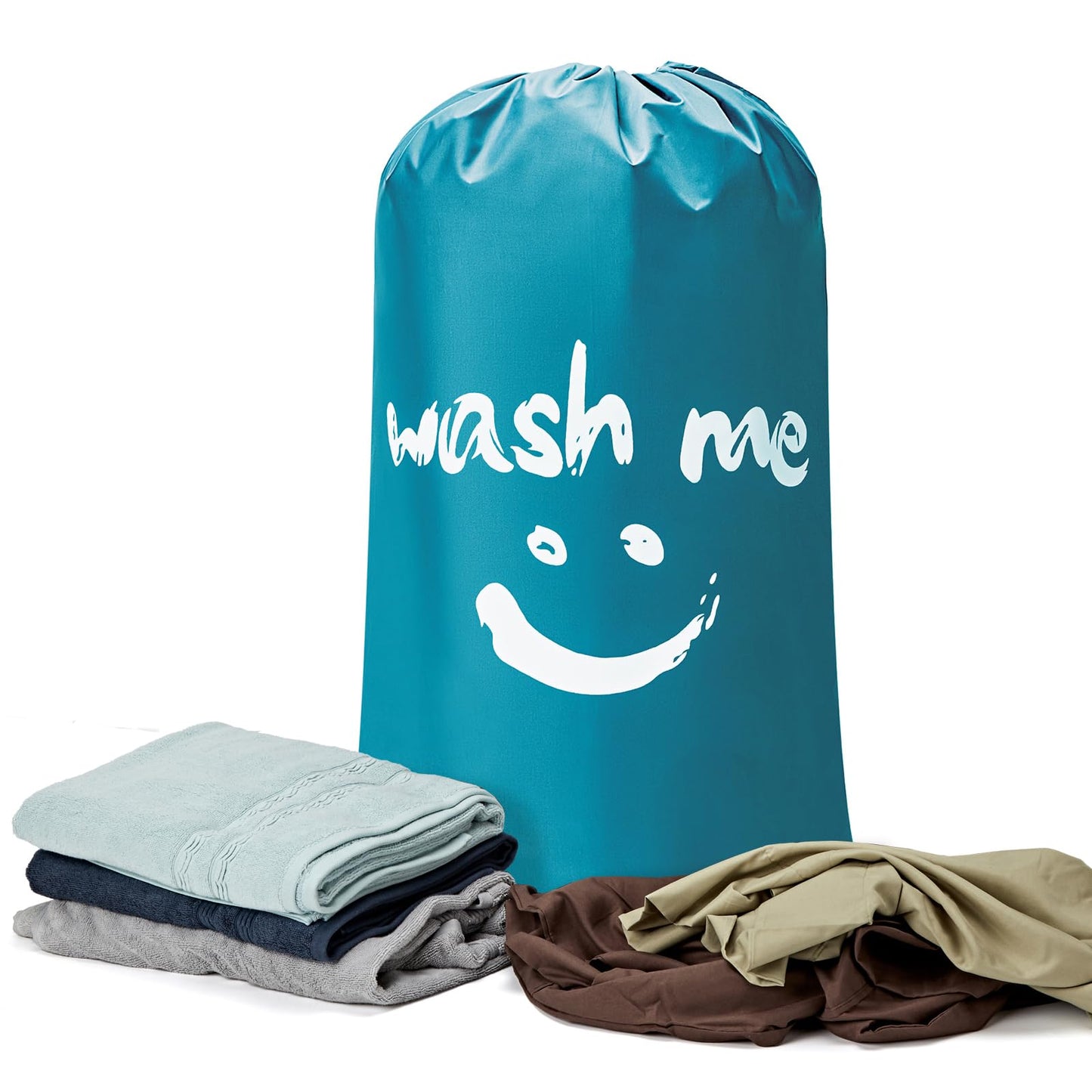 HOMEST 2er-Pack XL-Wäschebeutel „Wash Me“ für unterwegs, Organizer für schmutzige Kleidung, groß genug für 4 Ladungen Wäsche, passt problemlos in einen Wäschekorb oder Wäschekorb 