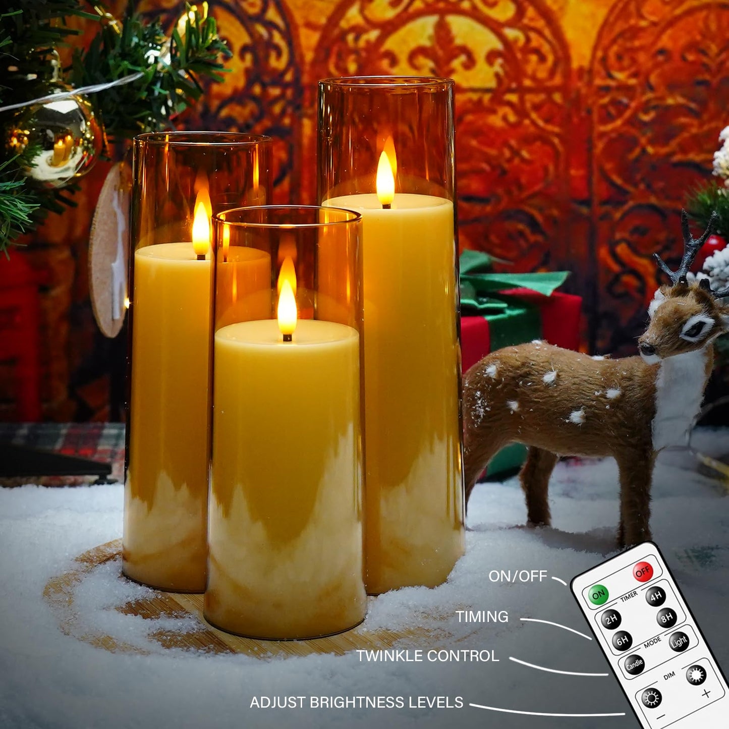 Flickering Flameless Candles Battery Operated with Remote and 2/4/6/8 H Timer Plexiglass Led Pillar Candles Pack of 9 (D2.3"xH 5"6"7")with Realistic Moving Wick Candles for Home Decor(White)