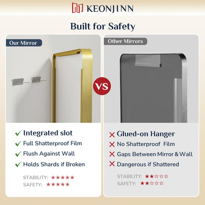 Keonjinn Black Mirror for Bathroom Sink, 24 x 30 Inch Sandblasted Finish Aluminum Wall Mirrors, Matte Black Rectangle Farmhouse Mirror with Shatterproof HD Tempered Glass, Anti-Rust Metal Frame