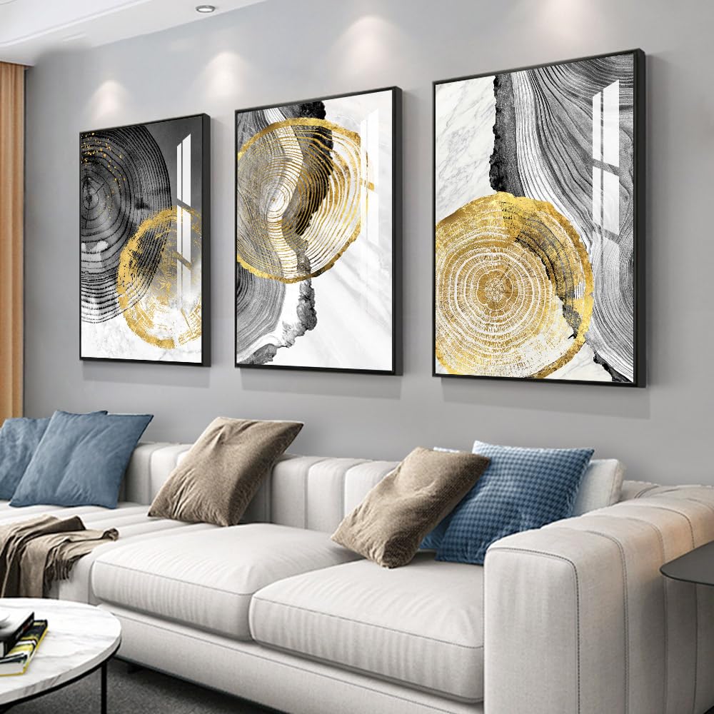 Gerahmtes Wandkunst-Set mit 3 hellen Postern und Drucken, moderne abstrakte ästhetische Bilder als Dekoration für Wohnzimmer, Schlafzimmer, Küche und Büro. Wandkunst-Dekor ist eine tolle Geschenkidee (16" x 24" x 3 Stück) 