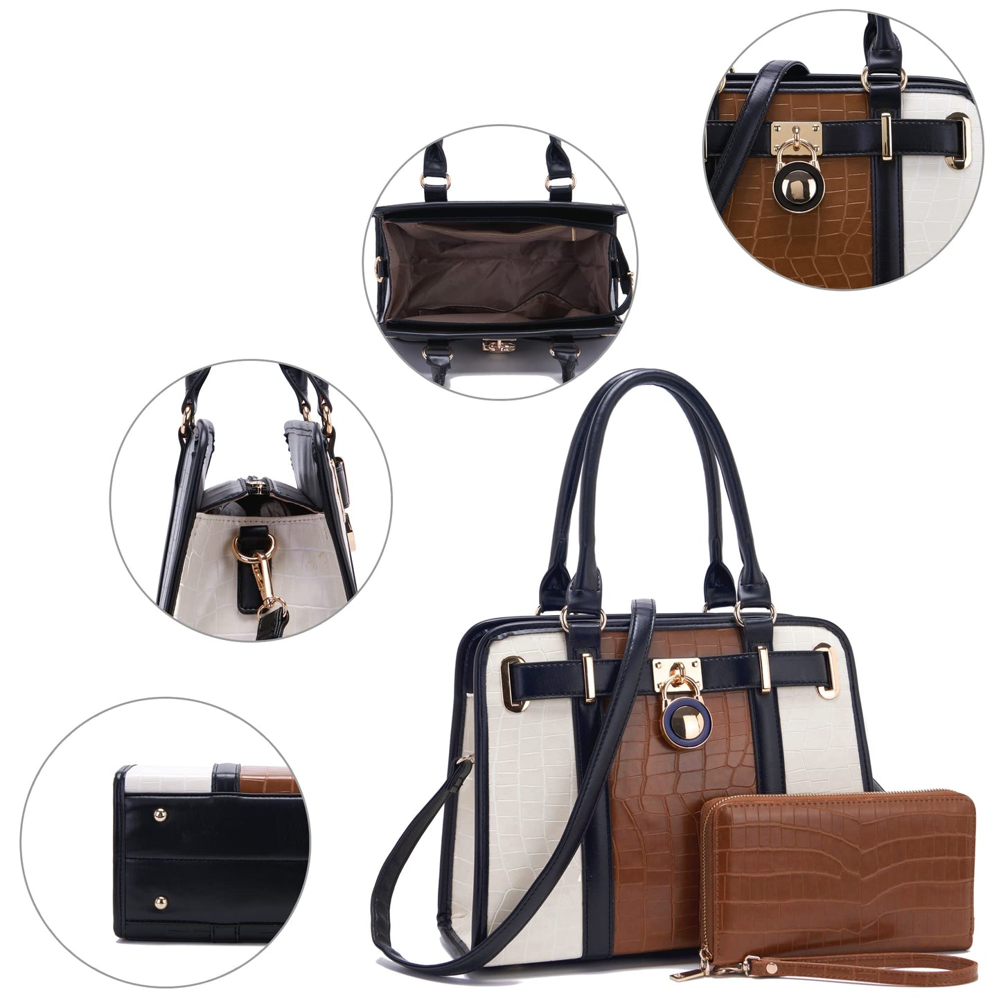 Handbags Sets For Women Shoulder Bags Top Handle Work Satchel Tote Purses Set With Matching Wallet 2pcs