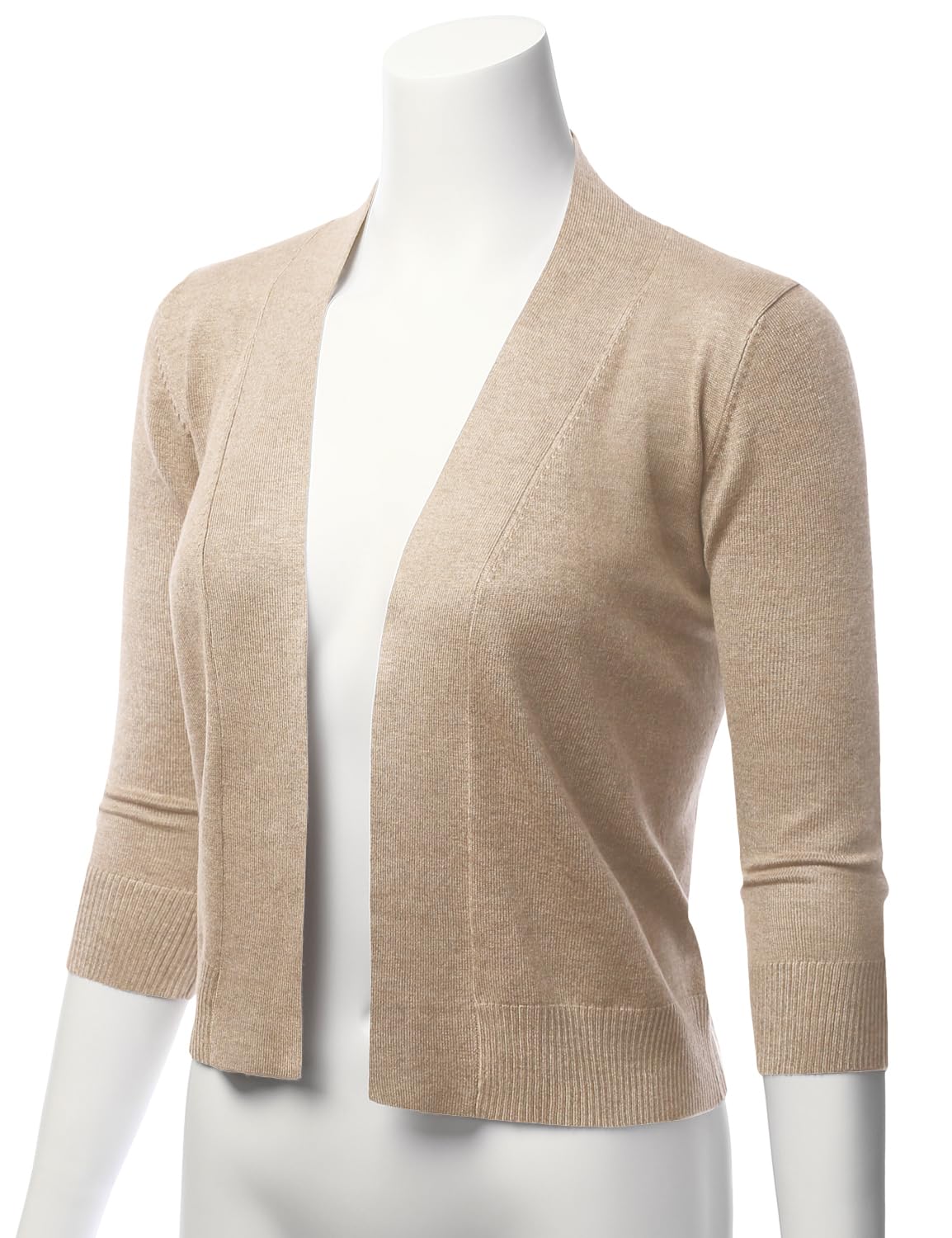 LALABEE Cardigan boléro court classique à manches 3/4 pour femme ouvert sur le devant pour robes (S~XXL)