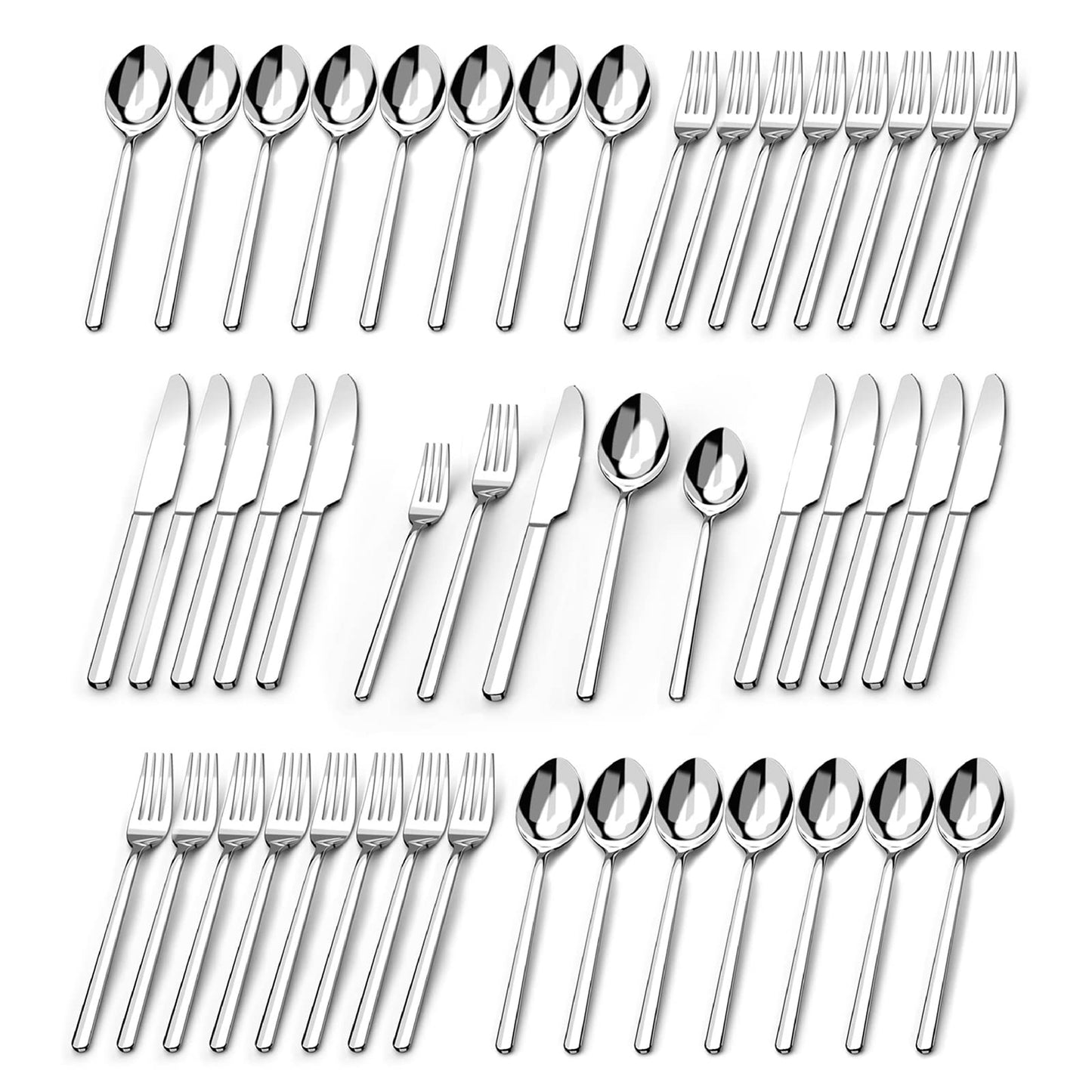 KINGSTONE Silverware Set, 20 Piece Flatware Cutlery Set for 4, 18/10 Stainless Steel Silverware Mirror Polished Dishwasher Safe for Home, Restaurant, Wedding, Party(Silver, 20 pieces for 4)