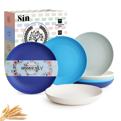 Homienly Wheat Straw Dinner Plates – Unbreakable set of 8