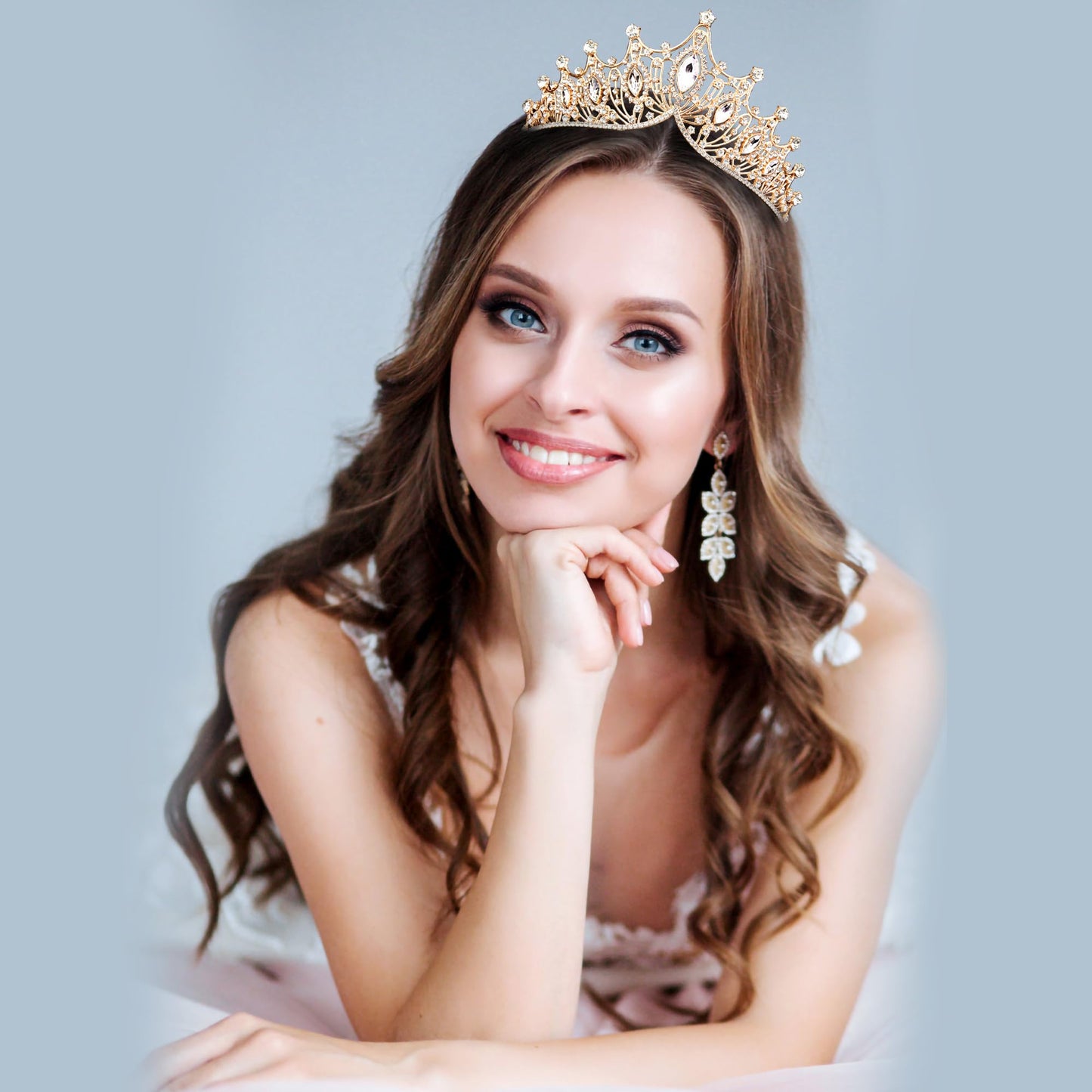 Gold Crown for Women Crystal Princess Tiaras Rhinestone Queen Headband Wedding Bridal Hair Accessories Birthday Prom Pageant Party Coming of Age Ceremony Photo Props
