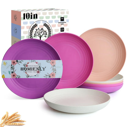 Homienly Wheat Straw Dinner Plates – Unbreakable set of 8