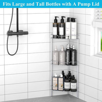 4 Tier Floor Standing Corner Shower Caddy Organizer Shelf with Hooks