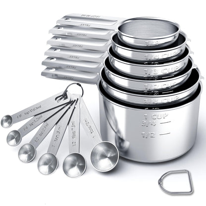 TILUCK Stainless Steel Measuring Cups & Spoons Set