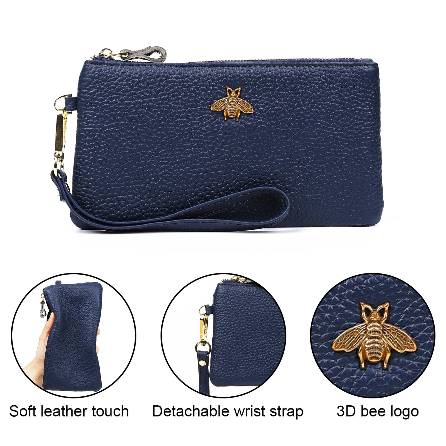 imeetu Damen-Handgelenk-Clutch, Leder, Handy-Geldbörse, Handtasche mit Handschlaufe