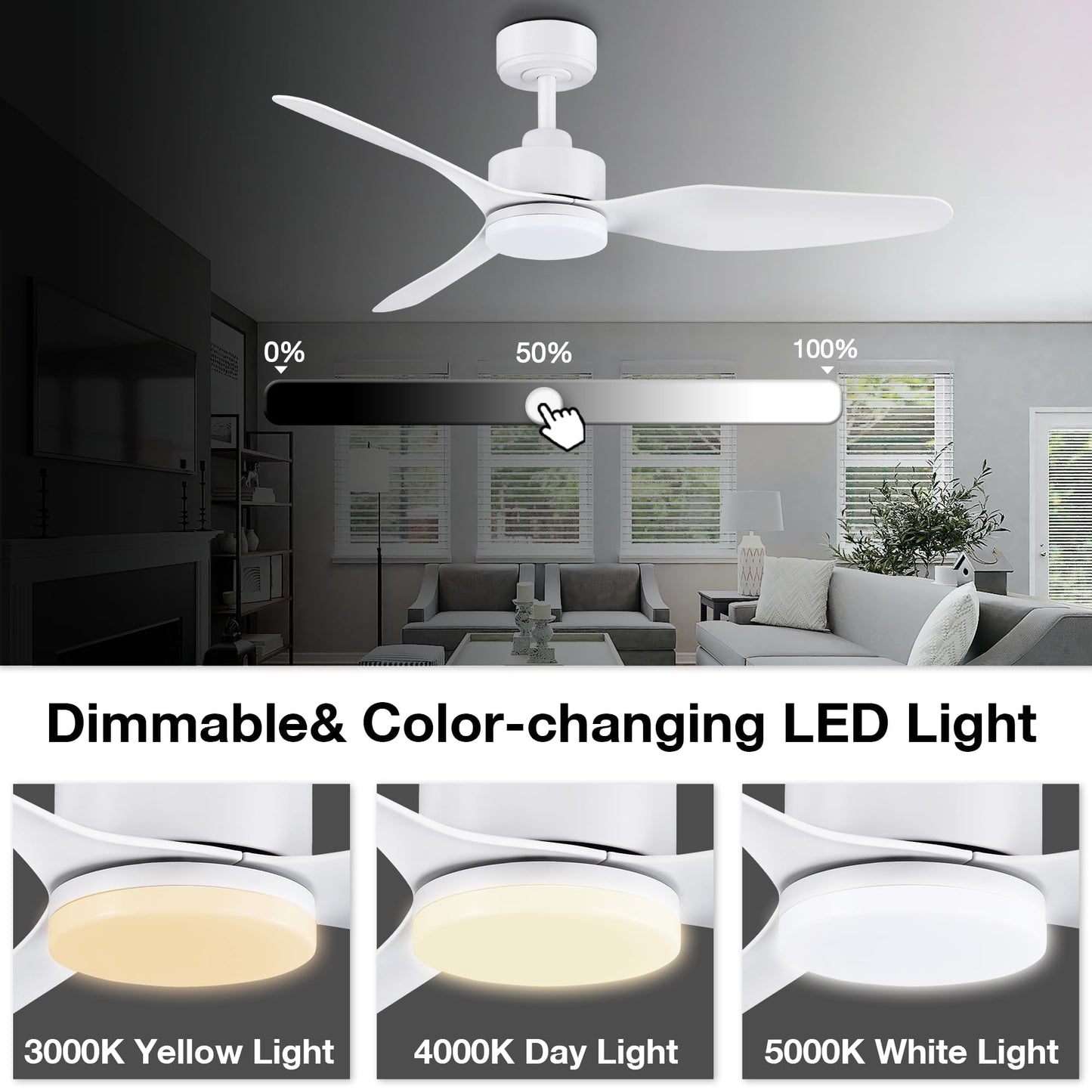 Smart LED Ceiling Fan – WiFi/Alexa Control, Quiet DC Motor, Indoor/Outdoor