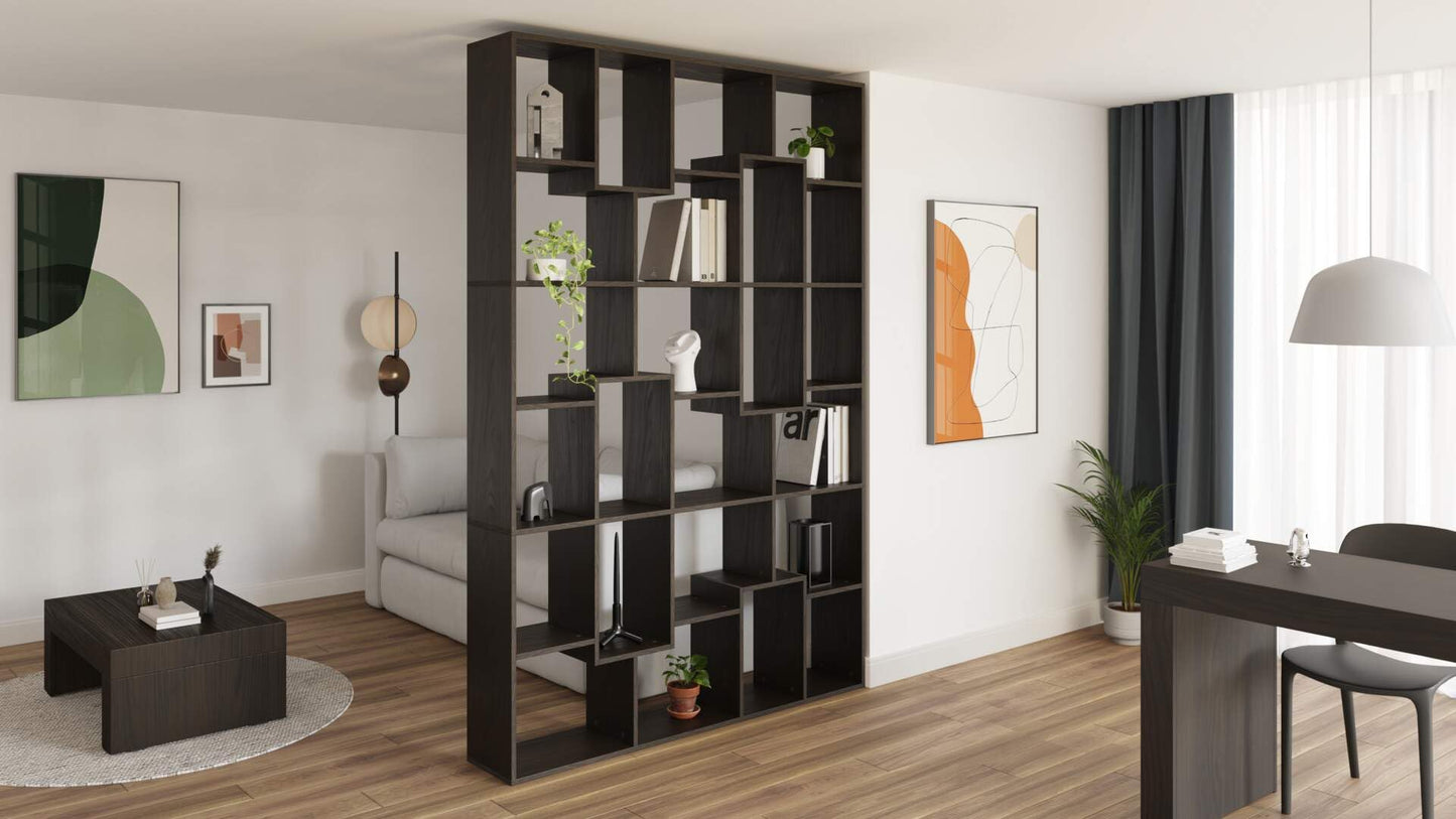 Mobili Fiver, Iacopo XS Bücherregal (63,31 x 31,5 Zoll), rustikale Eiche, Aufbewahrungsbücherregal, modernes Bücherregal für Wohnzimmer, Büro, italienische Möbel 