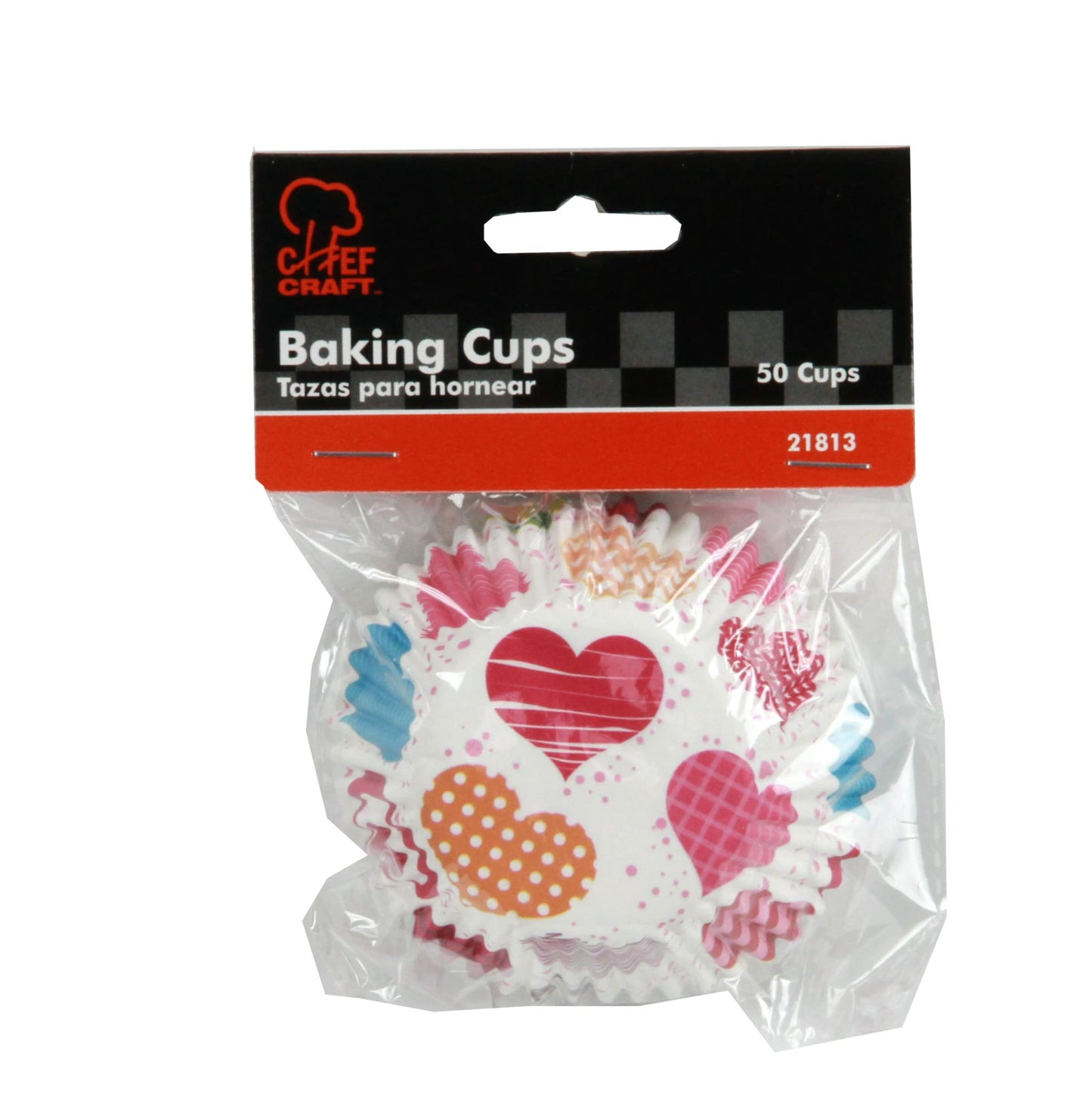 Chef Craft Paper Patterned Valentine's Cupcake Liner Set, 100 Count, Red/Pink