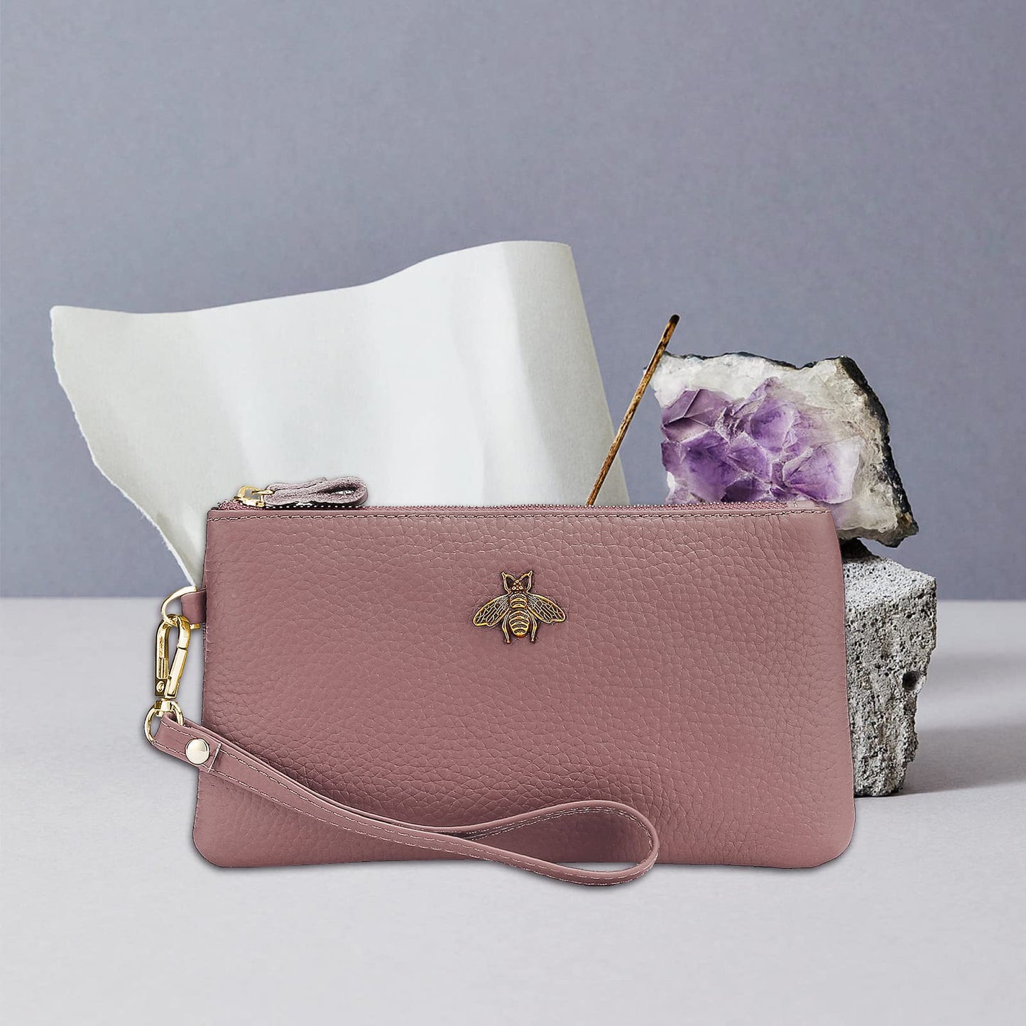 imeetu Damen-Handgelenk-Clutch, Leder, Handy-Geldbörse, Handtasche mit Handschlaufe