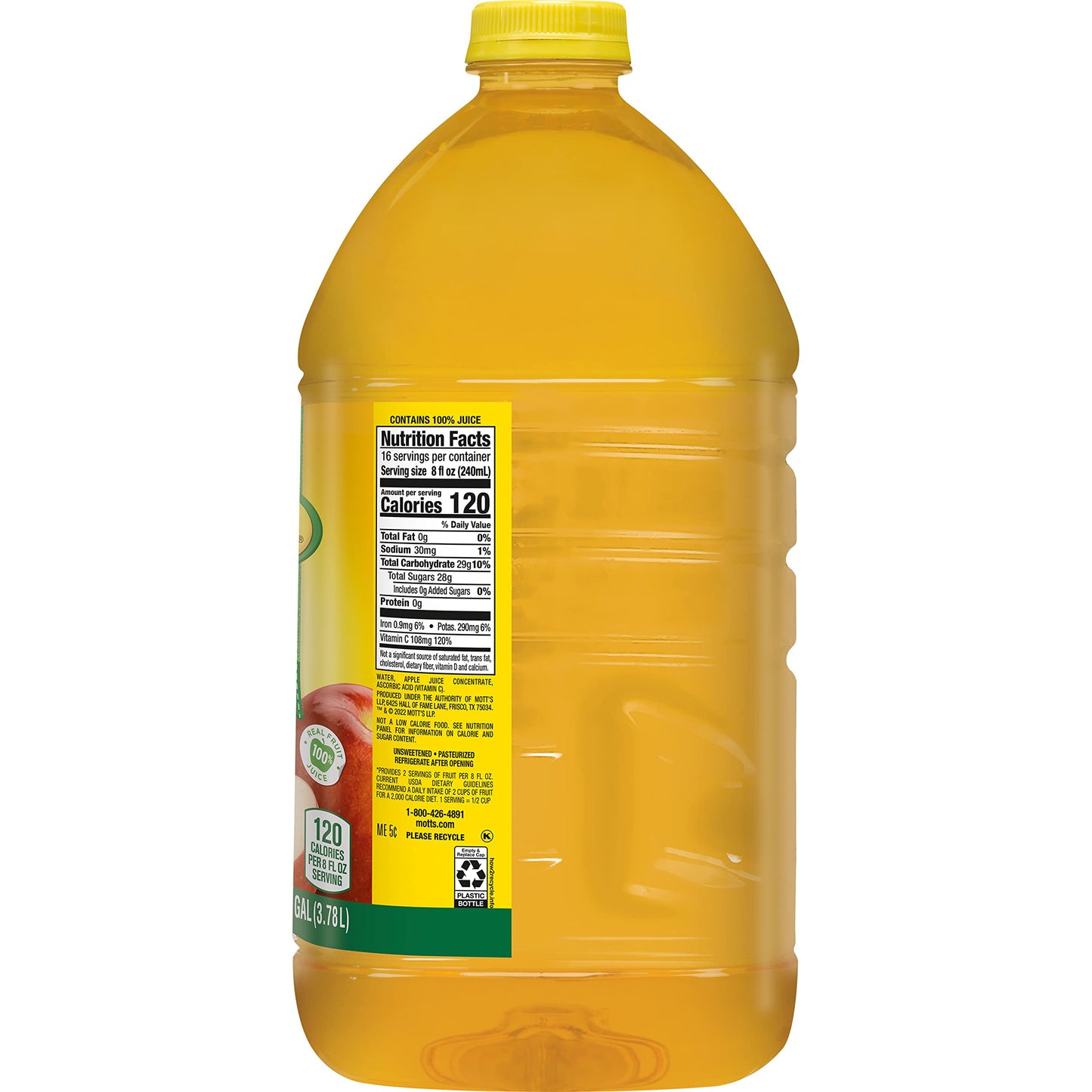 Mott's 100 % Original Apfelsaft, 8-fl-oz-Flaschen, 24 Stück (4 Packungen mit 6 Stück), 2 Portionen Obst, 100 % Fruchtsaft, glutenfrei, koffeinfrei, koscher, enthält keine künstlichen Farbstoffe oder Süßstoffe 