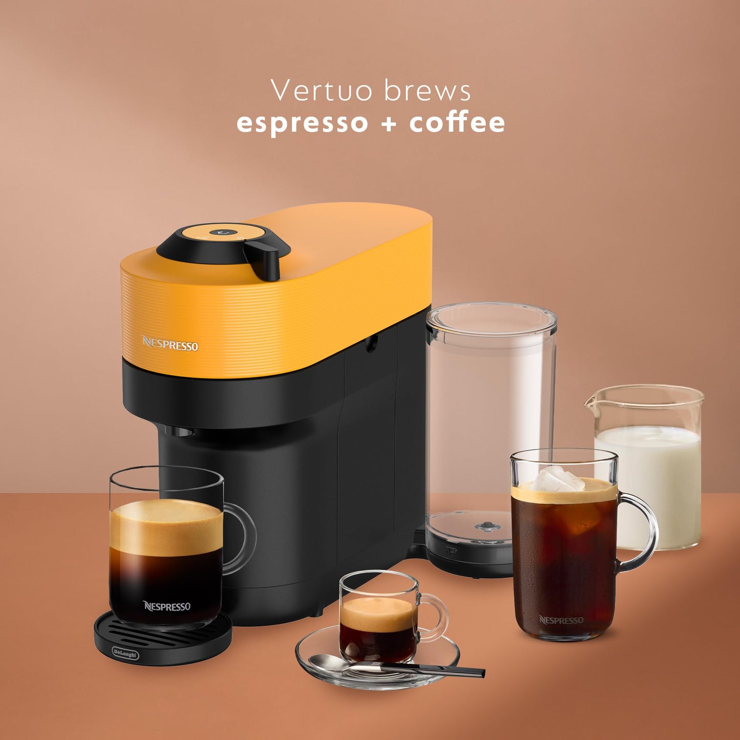 Machine à café et expresso Nespresso Vertuo Pop+ de De'Longhi, jaune mangue 